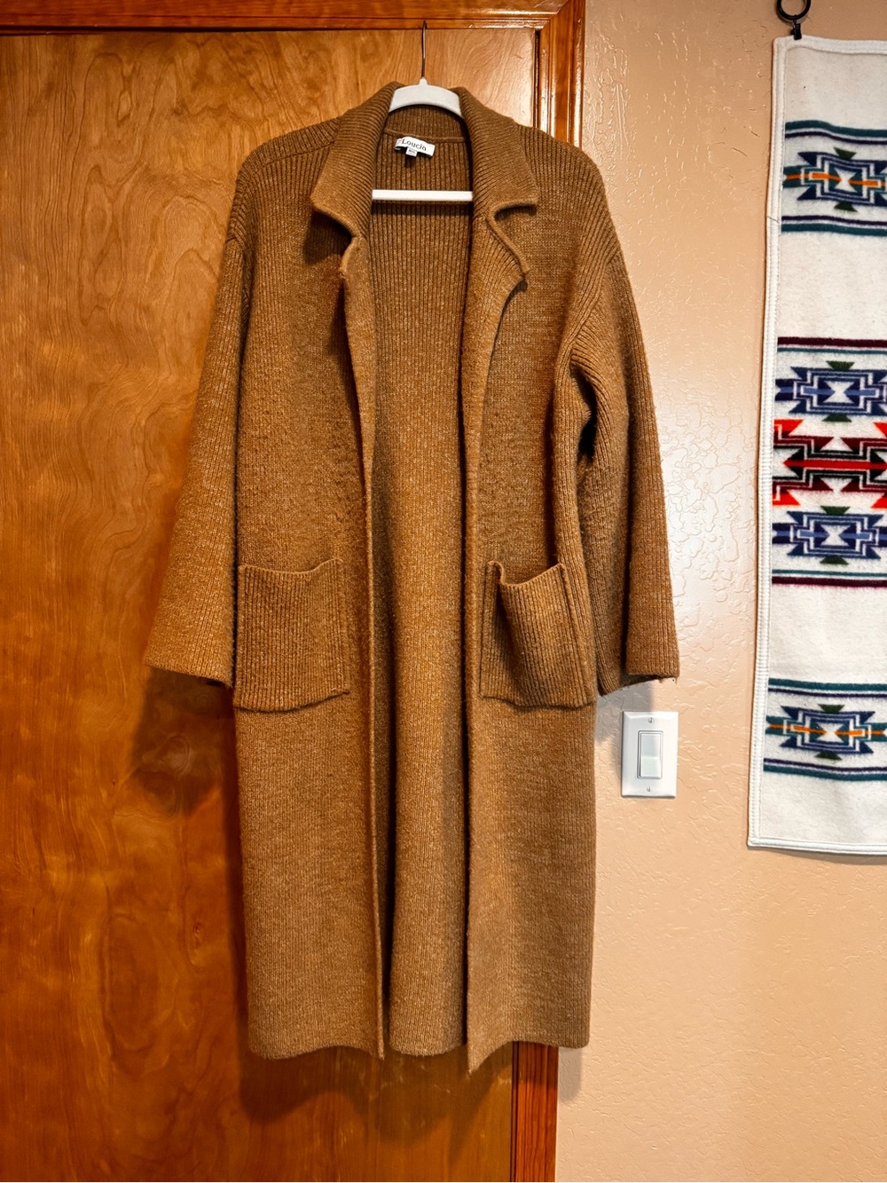 Worth Collective Open-Front Camel Knit Cardigan M/L